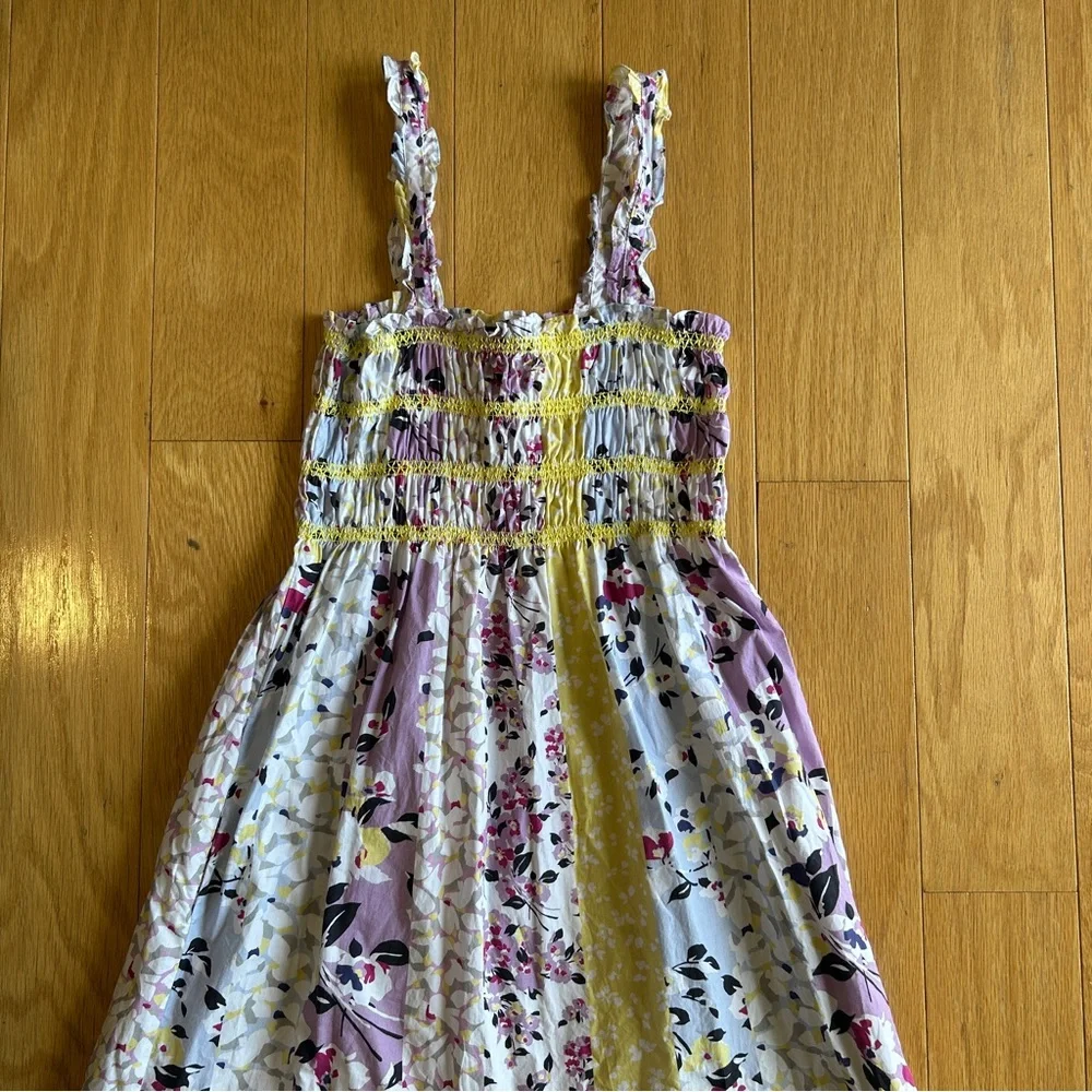 French Connection Floral Smocked Pleated Sundress Maxi Country Cottage Boho 0 - Picture 3 of 7
